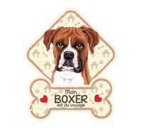 power gift Boxer - Panneau pour Pare-Brise avec Ventouse - Mon Chien est à Bord. Plaque signalétique pour Tous Type véhicule. Chien à Bord, en Ballade, on Tour.