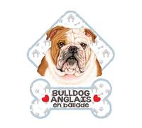power gift Bulldog Anglais - Panneau pour Pare-Brise avec Ventouse - Mon Chien est à Bord. Plaque signalétique pour Tous Type véhicule. Chien à Bord, en Ballade, on Tour.