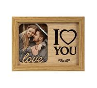 power gift I LOVE YOU - JE T'AIME - amour image cadre photo bois, tableaux décoratifs avec cadre, cadre photo, portrait - pour votre maison/chambre déco -19,5x14,4 cm cadeau le souvenir. B