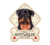 power gift Rottweiler - Panneau pour Pare-Brise avec Ventouse- Mon Chien/Chat est à Bord. Plaque signalétique pour Tous Type véhicule. Chien à Bord, en Ballade, on Tour.