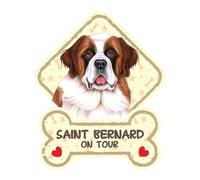 power gift Saint Bernard - Panneau pour Pare-Brise avec Ventouse- Mon Chien est à Bord. Plaque signalétique pour Tous Type véhicule. Chien à Bord, en Ballade, on Tour.