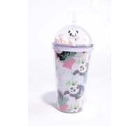 power gift SHAKE PANDA - Tasse, Gobelet réutilisable avec couvercle et paille - Double paroi - Bouchon à visser hermétique - Pour eau minérale, fruits et jus - Un cadeau pour tous les enfants.