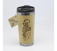 power gift Tasse isotherme en bambou avec inscription en texte CUP OF MAGIC. Idéal pour les besoins quotidiens et les longues excursions. Cadeau pour tout le monde et pour toutes les occasions.