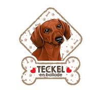 power gift Teckel Marron - Panneau pour Pare-Brise avec Ventouse- Mon Chien est à Bord. Plaque signalétique pour Tous Type véhicule. Chien à Bord, en Ballade, on Tour.