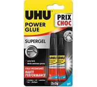 Power Glue Gel-Colle Instantanée Ultra Rapide Et Forte,Ne Coule Pas,Sans Solvants,Transparente,Tubes 2x3g