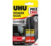 Power Glue Liquide Control-Colle Instantanée,Ultra Rapide Et Forte,Technologie Anti-Goutte,Sans Solvants,Transparente,Tubes 2x3g