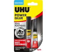 Power Glue Tous Plastiques-Colle Instantanée,Ultra Rapide Et Forte,Tous Plastiques,Transparente,Tube Activateur 3ml + Tube Colle 2g