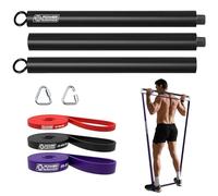 POWER GUIDANCE Bande de Résistance Bande Élastique pour Exercice,Yoga,Entrainement Corps, Jambes, Fessier Pull Up (#8 Un Ensemble de 4 (Rouge + Noir + Violet+Barre de résistance))
