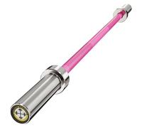 POWER GUIDANCE Barre d'haltère olympique chromée pour levage, poussées de hanches, barres d'entraînement de force universelles (Silver Sleeve Pink Straight (47 inch))