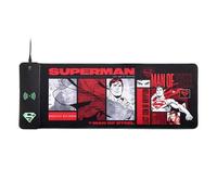 Power Idolz Tapis de jeu DC Comics Superman XL RGB avec chargeur sans fil 15W - LED personnalisables, antidérapant, résistant aux éclaboussures