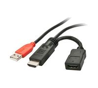 Lindy Câble injecteur d'alimentation HDMI - HDMI-A mâle vers HDMI-A femelle, USB-A mâle 0,15 m noir