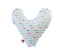 POWER INN Coussin pour la poitrine Hope env. 32x34 cm | Coussin en forme de cœur pour soulager la douleur après une mastectomie | Doux coussin pour le bras ou l'aisselle | 100 % coton (Blanc + cœurs