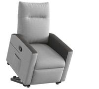 Power Lift Recliner Chair for Elderly Seniors, Manual Recline with Remote Control, Grey Fabric Massage Chair for Living Room Bedroom, Comfortable Home Theater Seating with Side Pocket, Max Load 110kg