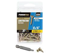 Power Pro 42642 Lot de 100 vis à bois Jaune 6 x 1,9 cm