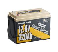 Power Queen 1-Pièces 12V 320Ah W190 Batterie Lithium Bluetooth Camping-Car | Largeur 189mm, BMS 200A, 4096Wh d'énergie, Protection à Basse Température, IP65 Étanche, 15000 Cycles pour Espace sous Sièges