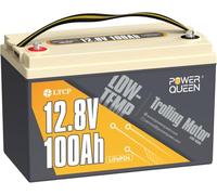 Power Queen 12,8V 100Ah Batterie LiFePO4 avec Arrêt Intégré à Basse Température, Mise à Niveau 100A BMS, Cellules de Batterie au Lithium Grade A avec 4000+ Cycles, Parfait pour Moteur Trolling..…