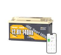 Power Queen 12V 140Ah H190 LiFePO4 Battery with Bluetooth, Sièges de Camping-Car DIN H8 L5 Taille Groupe 49, 150A BMS 15000 Deep Cycles, Low-Temp Cut Off Protection for Motorhomes, Caravan, Boat