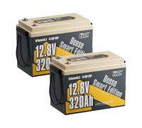 Power Queen 2 Pièce 12V 320Ah Batterie Lithium Bluetooth W190 Camping-Car, BMS 200A avec Basse Température, 4096Wh Batterie LiFePO4 Largeur 189mm pour Espace sous Sièges, pour Caravane, Bateau,Solair