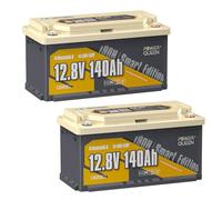 Power Queen 2 Pièce Batterie Lithium 12V 140Ah H190 Bluetooth, 1792Wh Mise à Niveau du BMS 150A, Protection Contre Les Basses Températures, DIN H8 L5 Groupe 49, Convient sous Les sièges de Caravane
