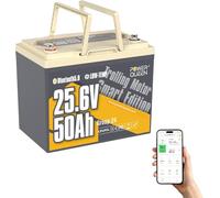 Power Queen 24V 50Ah Batterie Lithium Bluetooth pour 24V Moteur de Bateau | 1280Wh Energie, Groupe 24, Protection à Basse Température, 4P2S, IP65 Étanche pour Yacht Marine Moteurs hors-bord 100lbs