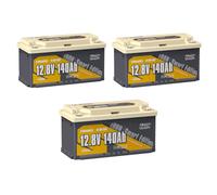 Power Queen 3 Pièce Batterie Lithium 12V 140Ah H190 Bluetooth, 1792Wh Mise à Niveau du BMS 150A, Protection Contre Les Basses Températures, DIN H8 L5 Groupe 49, Convient sous Les sièges de Caravane