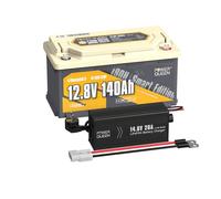 Power Queen Batterie Lithium 12V 140Ah H190 &Chargeur 14,6V 20A Camping-Car | Bluetooth, BMS 150A, DIN H8 L5 Groupe 49, 15000 Cycles, Protection à Basse Température, Convient sous Les sièges de Caravane