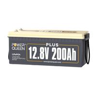 Power Queen Batterie Lithium 12V 200Ah Plus Camping Car, 4000~15000 Cycles | BMS 200A, 2560Wh d'énergie, 20+ Protection, IP65 Étanche, LiFePO4 Rechargeable Cycle Profond pour Caravane, Système Off-Grid