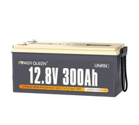 Power Queen Batterie Lithium 12V 300Ah, 3840Wh Batterie LiFePO4 Rechargeable, BMS 200A Intégré, Puissance de sortie de 2560W, Jusqu'à 15 000+ Cycles, Convient aux Camping-cars, Bateaux, Solaires