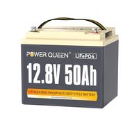Power Queen Batterie Lithium 12V 50Ah, 640Wh Batterie LiFePO4 Rechargeable Batterie d'alimentation 4000~15000 Cycles de Recharge pour Marine, Tondeuse à Gazon, Moteur Électrique Bateau