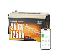 Power Queen Batterie Lithium 24V 125Ah Bluetooth Auto-Chauffage pour Marine | 3200Wh Énergie, BMS 125A, IP67 Étanche, 15000+ Cycles, 4P2S, Protection à Basse Température pour Moteur Électrique Bateau