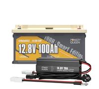 Power Queen Batterie Lithium LiFePO4 12V100Ah pour camping-cars Bluetooth5.0 H188mm sous le siège vie hors réseau +12V20AChargeur