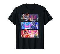 Power Rangers 30th Anniversary Black Blue Red Cosmic Panels T-Shirt