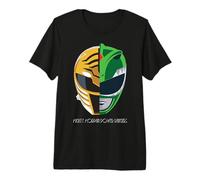Power Rangers Blanc Vert Ranger Face Off T-Shirt Haut de Gamme