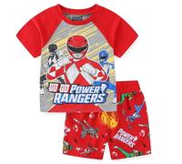 Power Rangers Ensemble t-shirt à manches courtes et short en tissu éponge pour grands enfants, Rouge, 5