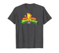 Power Rangers Mighty Morphin Logo T-Shirt, Homme, Chiné Foncé, XL