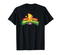 Power Rangers Mighty Morphin Logo T-Shirt, Homme, Noir, S