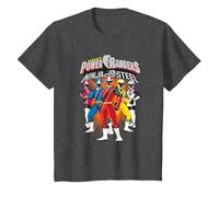 Power Rangers Ninja Steel Team Lineup T-Shirt, Enfant, Chiné Foncé, 2 Ans