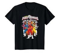 Power Rangers Ninja Steel Team Lineup T-Shirt, Enfant, Noir, 12 Ans