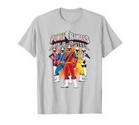 Power Rangers Ninja Steel Team Lineup T-Shirt, Homme, Argent, M