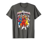 Power Rangers Ninja Steel Team Lineup T-Shirt, Homme, Asphalte, XL
