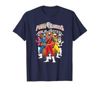 Power Rangers Ninja Steel Team Lineup T-Shirt, Homme, Bleu Marine, M