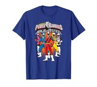 Power Rangers Ninja Steel Team Lineup T-Shirt, Homme, Bleu Royal, L