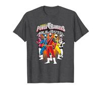 Power Rangers Ninja Steel Team Lineup T-Shirt, Homme, Chiné Foncé, M