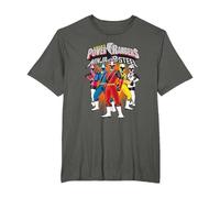 Power Rangers Ninja Steel Team Lineup T-Shirt, Homme Grandes Tailles, Asphalte, 2X Tall