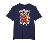 Power Rangers Ninja Steel Team Lineup T-Shirt, Homme Grandes Tailles, Bleu Marine, 2X Tall