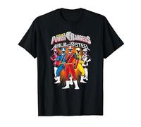 Power Rangers Ninja Steel Team Lineup T-Shirt, Homme, Noir, 4XL