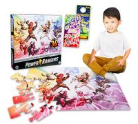 Power Rangers Puzzle de sol pour enfants - Ensemble avec puzzle de sol de 36 pièces plus autocollants, plus | Puzzles Power Rangers pour enfants de 4 à 8 ans