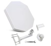 POWER SAT - Antenne Parabole Plate avec Un Port / 2 Sorties/Quatre Ports, Idéale pour la Télévision Satellite, Résistante aux Intempéries, Mini-compacte (Single LNB)