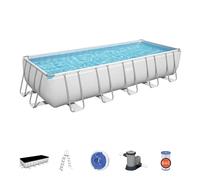 Kit Piscine hors sol tubulaire BESTWAY Power Steel™ - 640 x 274 x 132 cm - Rectangulaire (Filtre, échelle, diffuseur, bâche)