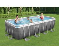 Power Steel™ Frame Pool Kit complet, rectangulaire, avec pompe de filtration, échelle de sécurité & bâche 488 x 244 x 122 cm, Piscine, Natation, Piscines